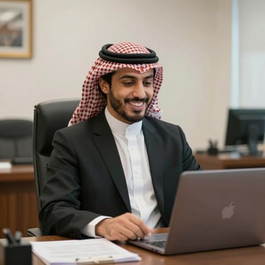 A confident lawyer shaking hands with a client in a modern office.