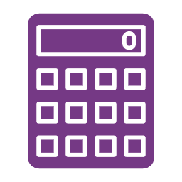 Purple digital calculator icon used for financial accounting and math calculations.