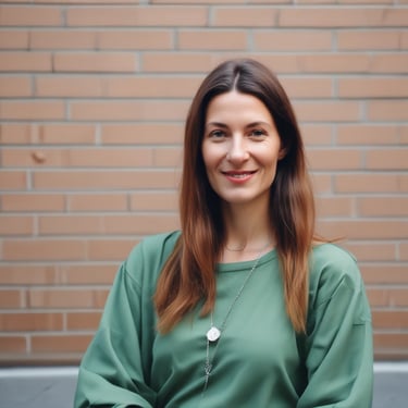 Smiling woman standing in a newly renovated modern living room with warm lighting.
