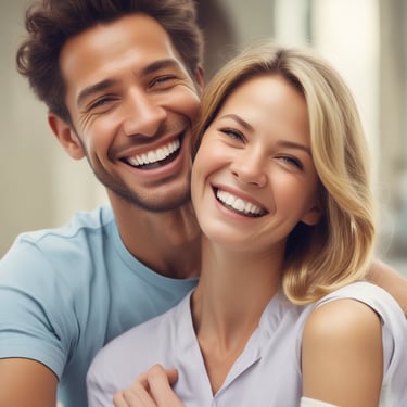 Close-up of a patient smiling brightly after receiving ceramic crown veneers at the dental clinic