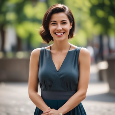 woman wearing black crew-neck shirt