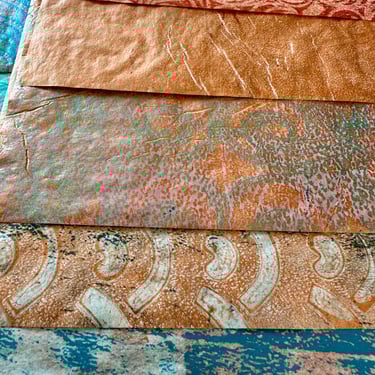 Copper and turquoise hand-painted collage paper textures