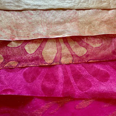 Pink collage papers with layered paint textures