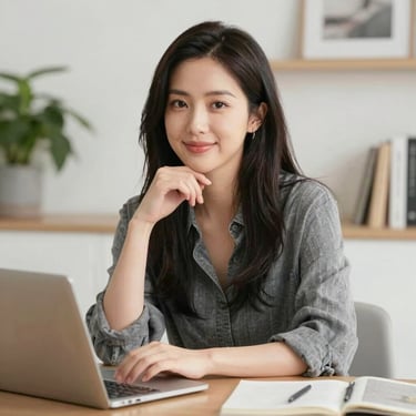A happy woman wearing eco-friendly clothing in a sunny urban park.