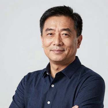 High-key portrait of a leading green energy entrepreneur, clean studio lighting, neutral background.