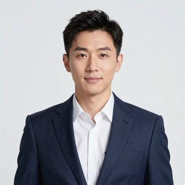 Studio headshot of a male astrologer in a smart blazer, clean background, modern editorial style