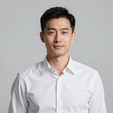 Modern professional portrait of a male Western astrologer, clean-cut, studio lighting, neutral background