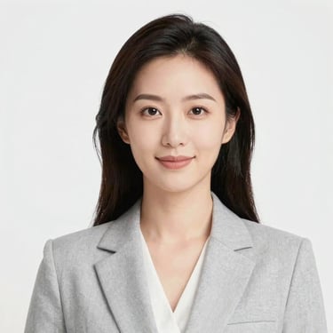 Professional headshot of a female astrologer, confident expression, clean corporate attire, high-key studio lighting
