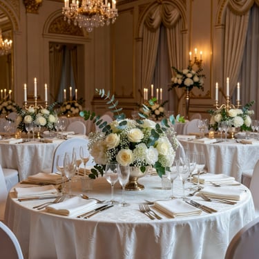 mobiliario de boda manteleria blanco elegante