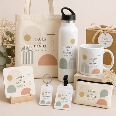 recuerdos tote bag taza termo boda llavero cosmetiquera