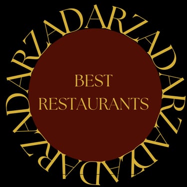 Letters ZADAR surrounding a red circle. Title inside the circle: Best restaurants