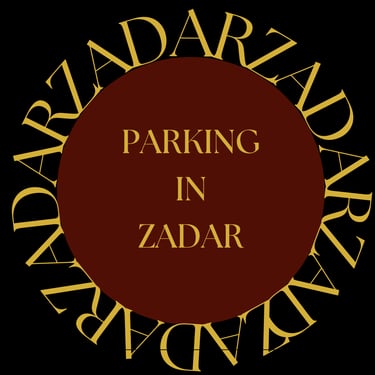 Letters KINKY surrounding a purple circle. Title inside the circle: Parking in Zadar