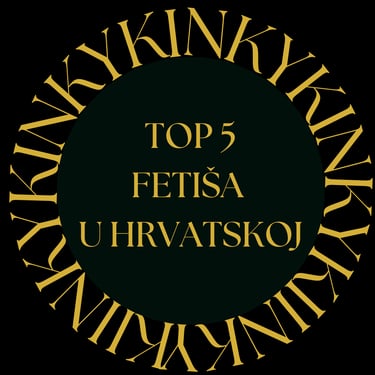 Letters KINKY surrounding a purple circle. Title inside the circle Top 5 fetia u Hrvatskoj