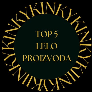 Letters KINKY surrounding a purple circle. Title inside the circle: Top 5 LELO proizvoda 