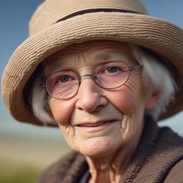 A smiling woman sitting at a cozy desk with a laptop, natural light streaming in.