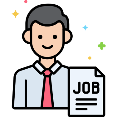 A professional male job applicant icon holding a resume or recruitment document.