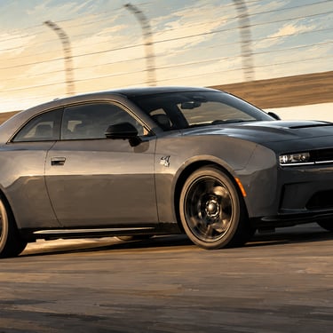 Illustrated passenger side profile of a 2026 Scat Pack Dodge Charger