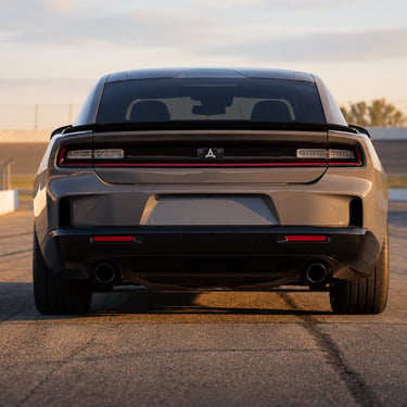 Illustrated rear view of a 2026 Scat Pack Dodge Charger