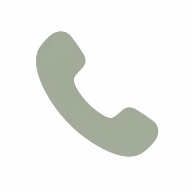 Minimalist sage green telephone handset icon isolated on white background for contact us symbol.