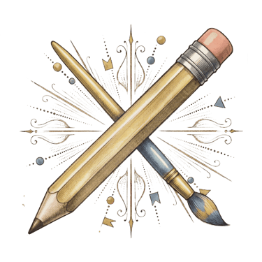 Un crayon croisé avec un pinceau - Supports de communication