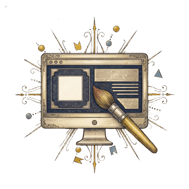 Site internet - Image avec un écran et un pinceau