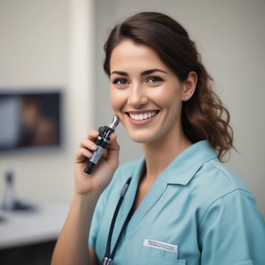 Photo of a male nurse in hospital corridor with a confident smile