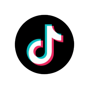 TikTok social media logo icon featuring a white musical note with red and blue accents on a black background.
