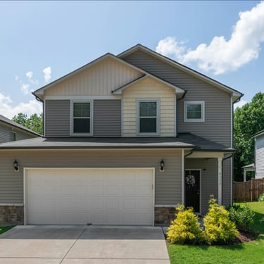Freshly painted two storey house exterior