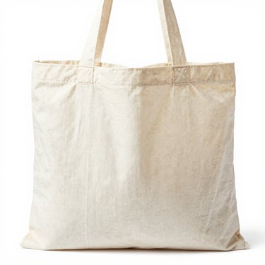 Bright high-key product photography of a wide gusseted cotton grocery bag, clean white background, rich fabric textures, 50mm