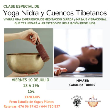 YOGA NIDRA Y CUENCOS TIBETANOS EN PREM ESTUDIO EN LOS CANCAJOS