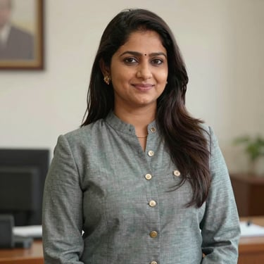 A confident professional smiling while working on a laptop in a stylish modern office.