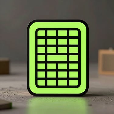 Vector cartoon icon of a neon green mine detector grid, thick black outlines