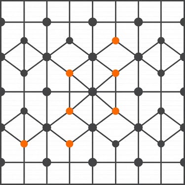 Clean geometric vector illustration of interconnected nodes, stark high-key lighting, minimalist slate and orange accents, precise grid-aligned composition.