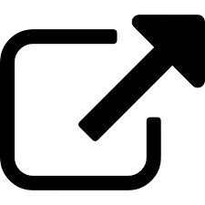 Black external link icon showing a square box with an arrow pointing out for navigation.