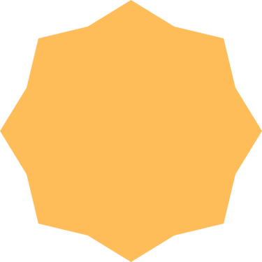 Yellow ten-pointed starburst icon isolated on a black background for sale labels.