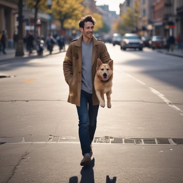 Satisfied customer shaking hands with moving team outside a Berlin building.
