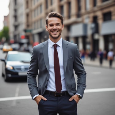 Satisfied customer shaking hands with moving team outside a Berlin building.