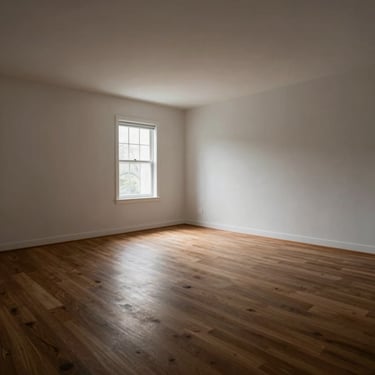 Bright empty room with pristine hardwood floors prepared for move-in or move-out cleaning.