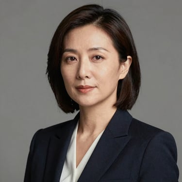 Professional headshot of a female associate lawyer, neutral editorial background, soft directional side lighting.
