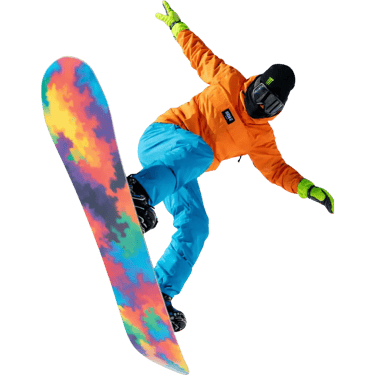 a snowboarder in a tie dye dye dye dye dye dye dye dye dye