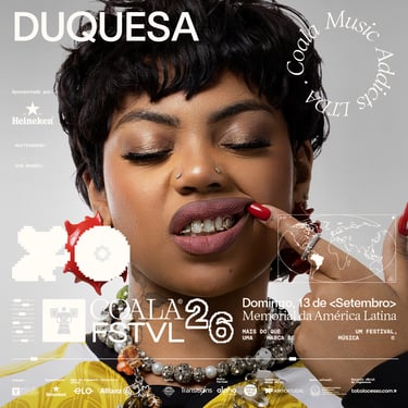 Foto da cantora Duquesa na divulgação do Festival Coala 2026