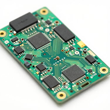 Macro photograph of a clean mobile phone motherboard showing intricate circuits and gold-plated connectors.