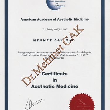 Dr. Mehmet CAK AAAM Certificate