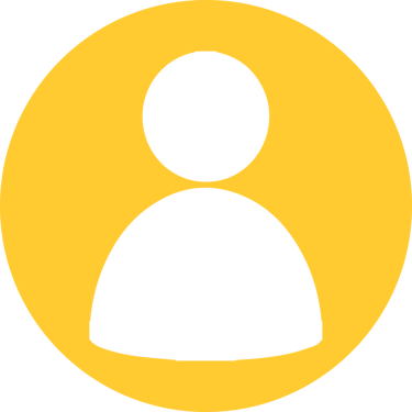 A black user profile avatar icon centered within a bright yellow circle.
