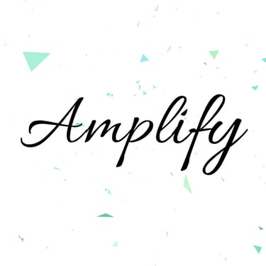 Style tile teal variation of Amplify with a teal triangle pattern behind it.