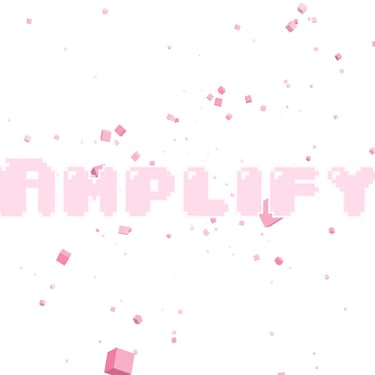 Style tile pink 8-bit variation of Amplify with a pink cube pattern behind it.