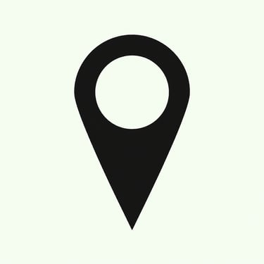 Black map pin icon with a white circular center used for location tracking and navigation GPS markers.