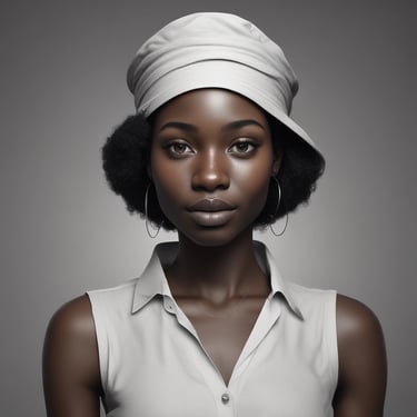 Close-up portrait of a joyful woman touching her glowing, clear skin with a soft smile.