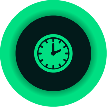 A minimalist green and black clock icon representing time management and scheduling.