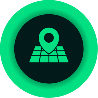 Green map location pin icon on a dark background for GPS navigation and tracking.